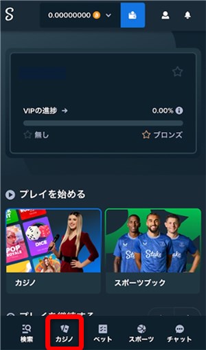 ステークカジノ　入金不要ボーナス　カジノボタン