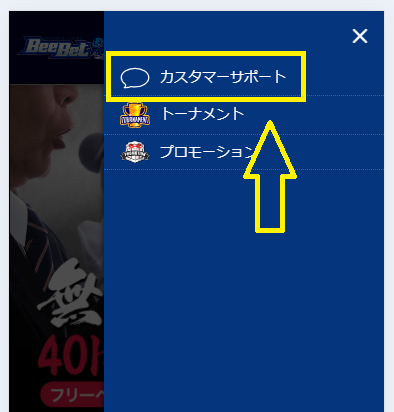カスタマーサポートを選択